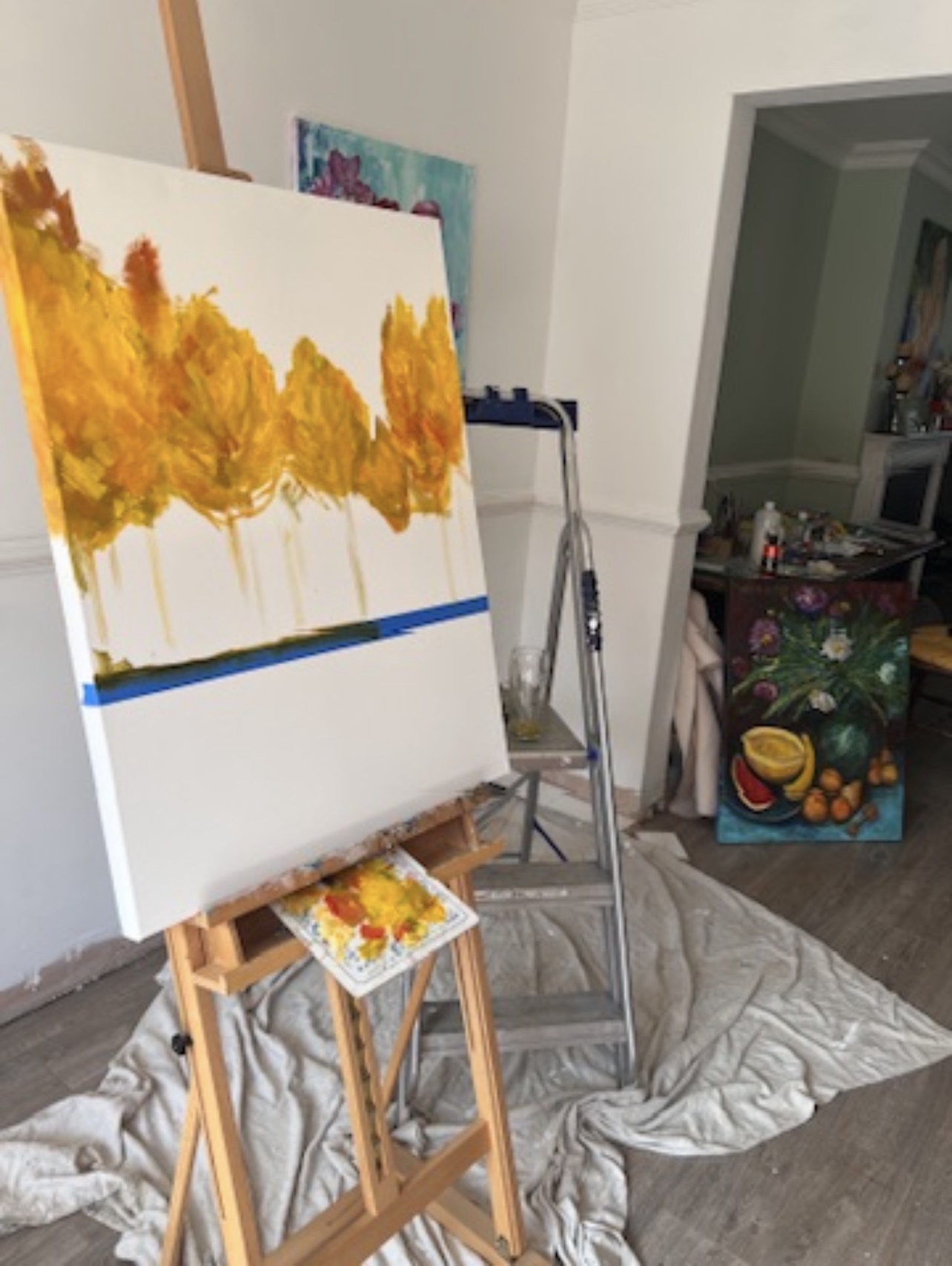 Golden Autumn. The Shadow That Seeks the Light in progress in Marina Stognieva’s studio, England, 2025